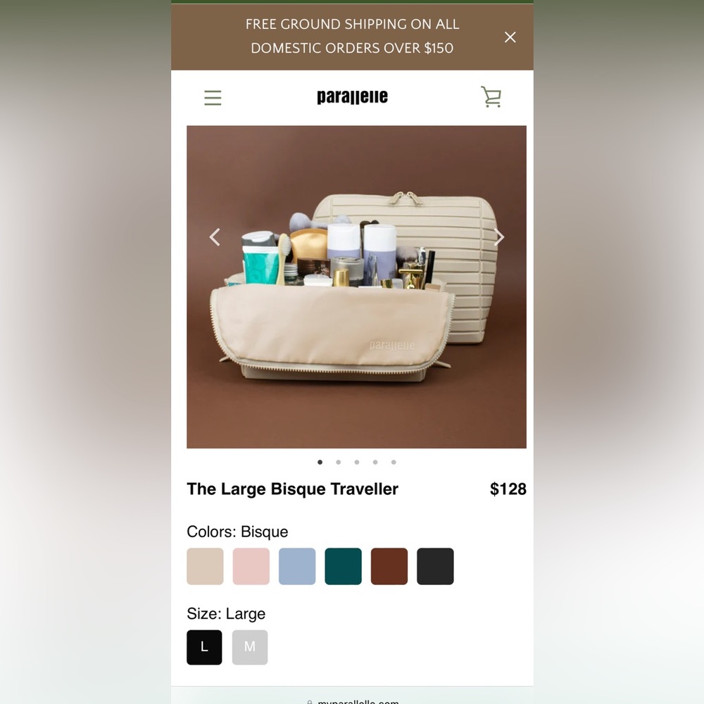 Parallelle brand make up or toiletry bag in size Large color Bisque